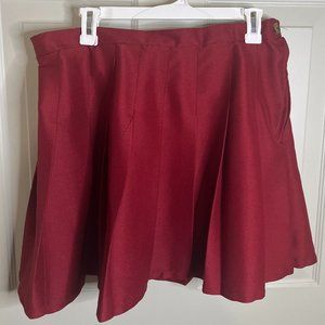 Maroon Pleated Mini Skirt